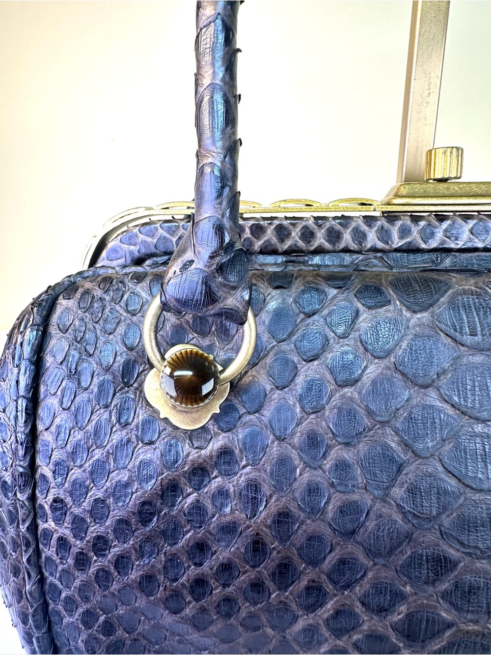 Bottega Veneta RARE Kari Python Frame Baguette Ebano Brown/Charcoal Vintage COA - Picture 5 of 17